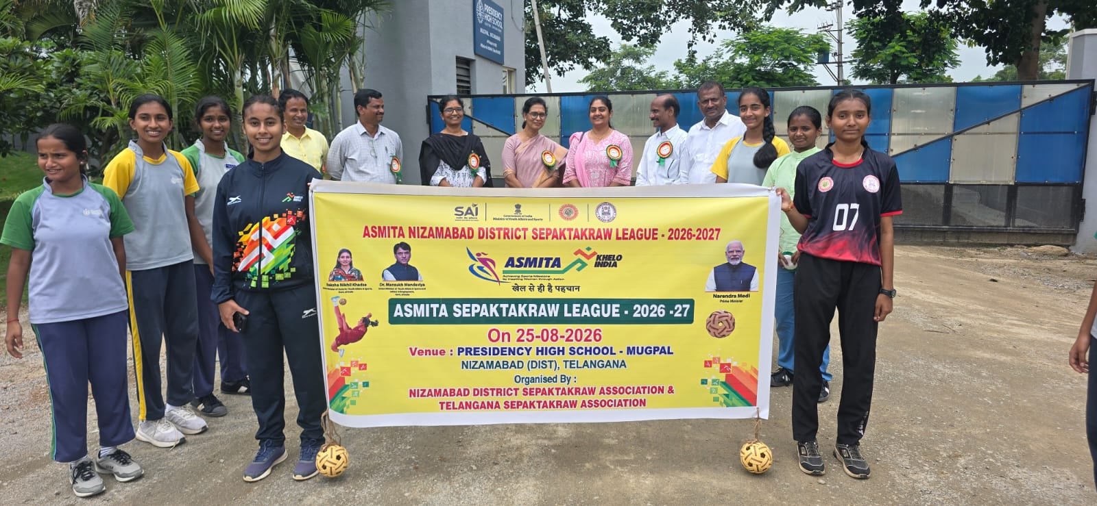 క్రీడల్లో ప్రతిభతో "దేశానికి పేరు తేవాలి."  - ప్రెసిడెన్సీ గ్రూప్ ఆఫ్ స్కూల్స్ చైర్మన్ ఎన్. శమంతా రెడ్డి.  - ఘనంగా ఖేలో ఇండియా అస్మిత సూపర్ లీగ్ "సెపక్‌తక్రా" టోర్నమెంట్.   - Additional Image